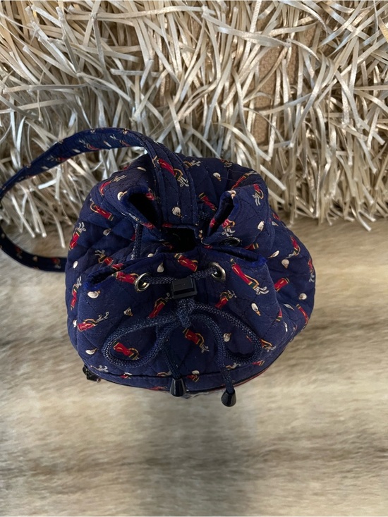 Vintage VERA BRADLEY Giolf Navy Backpack Sling USA Drawstring Red Blue Quilted main image 6
